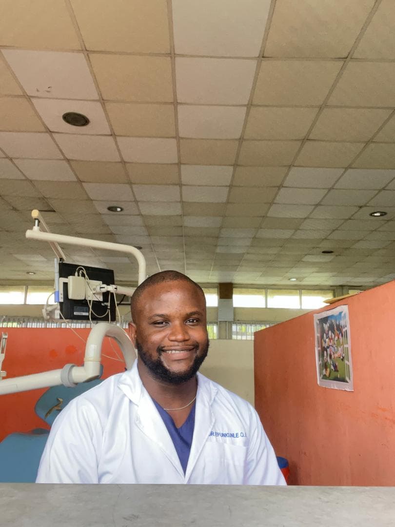 Dr. Olalekan Israel Efunkunle at the dental clinic, specialist in root canal treatment and endodontics